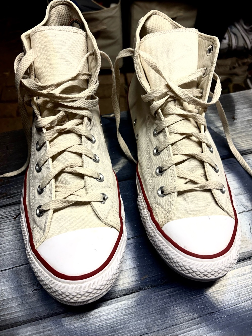 Converse Chuck Taylor All Star Hi sneakers in cream & white, size US 12